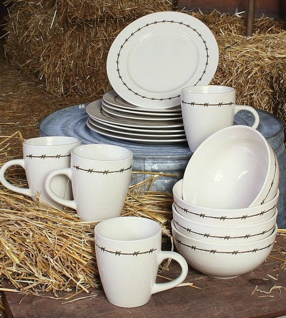 Barbed Wire Rustic Stoneware Set - Equine Luxuries
