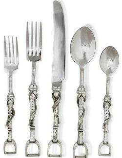 Stirrup Leathers Pewter/Stainless Flatware - Equine Luxuries