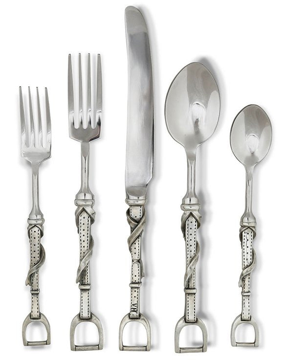 Stirrup Leathers Pewter/Stainless Flatware - Equine Luxuries