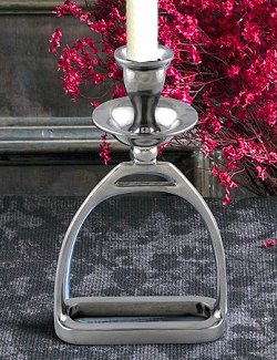 Polished Aluminum Stirrup Candleholder Set