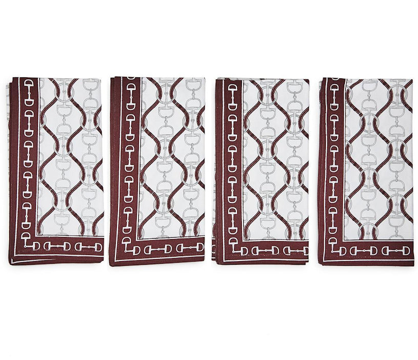 Sable Brown Bit Trim Border Cotton Napkin Set