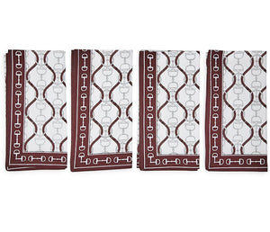 Sable Brown Bit Trim Border Cotton Napkin Set
