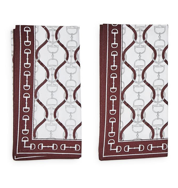 Sable Brown Bit Trim Border Cotton Napkin Set