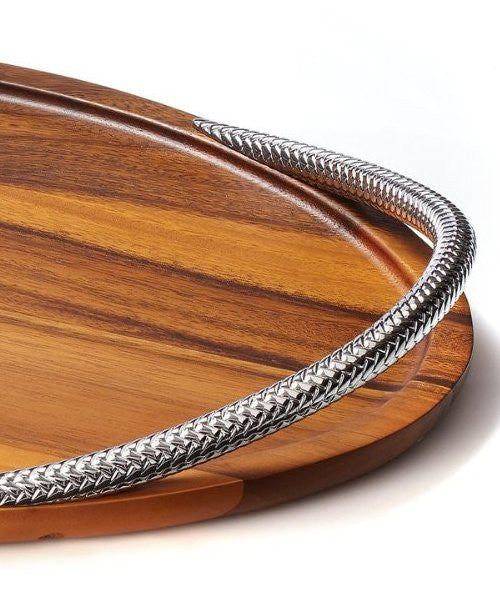Braid Rope Acacia Wood Serving Tray - Equine Luxuries