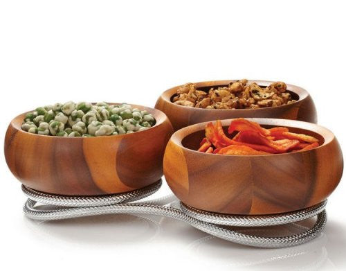 Braid Rope Acacia Wood Trio Server Set - Equine Luxuries