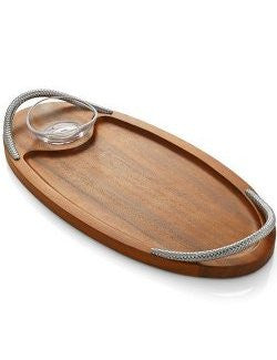 Braid Rope Acacia Wood Serving Tray/Dipping Bowl Set - Equine Luxuries