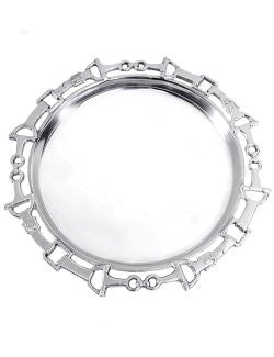 Polished Aluminum Horse Bit Round Serving Tray - Equine Luxuries
