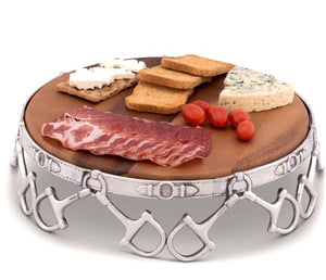 Pedestal Style Equine Wood Serving Platter