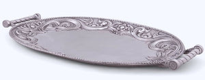 Tooled Leather Trim Aluminum Serving Tray