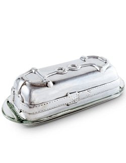 Polished Aluminum Horse Bit Butter Dish