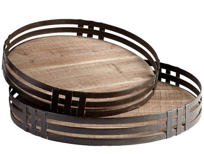Iron Fenced Wooden Serving Tray Set - Equine Luxuries