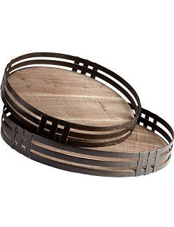 Iron Fenced Wooden Serving Tray Set - Equine Luxuries