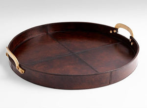 Stitched Leather Serving Tray Set