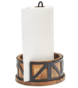 Wood & Leather Paper Towel Holder