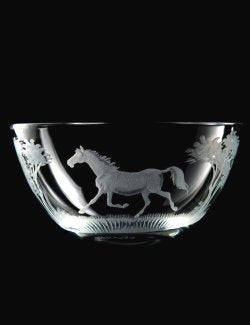 Handblown Glass Engraved Petite Trotter Bowl