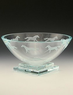 Platform Base Engraved Equine Centerpiece Bowl