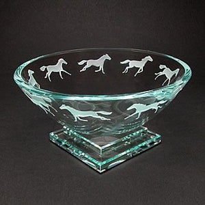 Platform Base Engraved Equine Centerpiece Bowl
