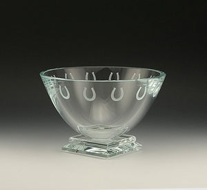 Pedestal Base Sandblast-Etched Horseshoe Bowl