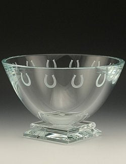 Pedestal Base Sandblast-Etched Horseshoe Bowl