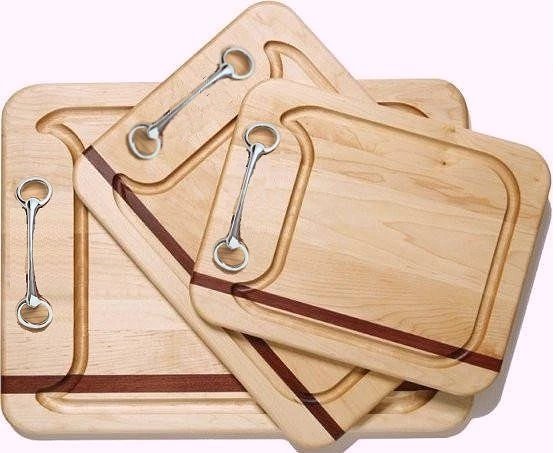 Horse Bit Handle Solid Mahogany & Maple Serving Boards