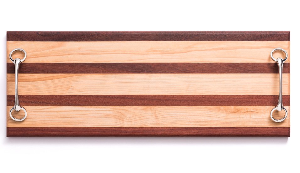 Horse Bit Handled Mahogany & Maple Long Cheese Board