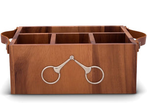 Acacia Wood Snaffle Bit Flatware Caddy