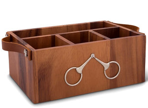 Acacia Wood Snaffle Bit Flatware Caddy