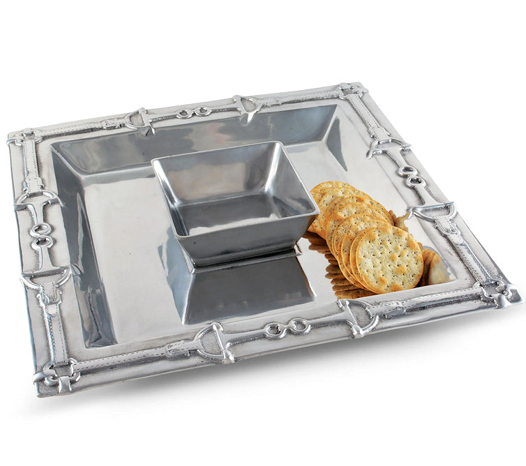 Polished Aluminum Square Chip & Dip Set