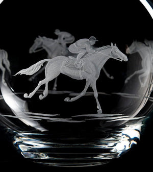 Engraved Glass At The Races Moon Vase