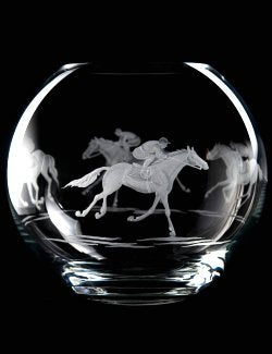 Engraved Glass At The Races Moon Vase