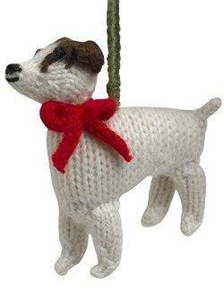Hand-Knit Jack Russell Ornament 2-Pc. Set - Equine Luxuries