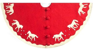 Festive Red Winter Romp Equestrian Wool Tree Skirt