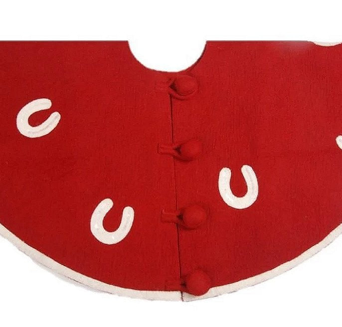 Holiday Horseshoes Wool Christmas Tree Skirt