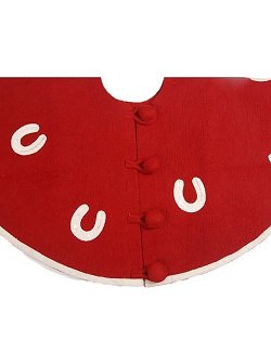 Holiday Horseshoes Wool Christmas Tree Skirt