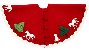 Holiday Horse Wool Christmas Tree Skirt