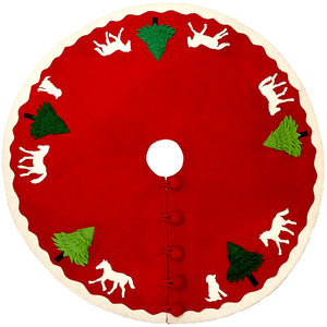 Holiday Horse Wool Christmas Tree Skirt