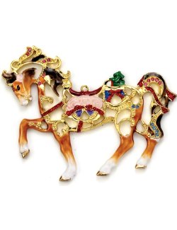 Openwork Cloisonné 3-Pc. Fancy Horse Ornament Set