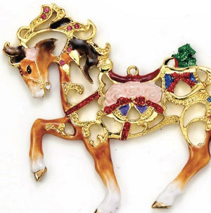 Openwork Cloisonné 3-Pc. Fancy Horse Ornament Set