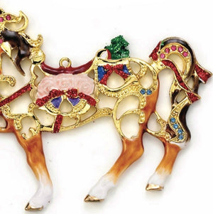 Openwork Cloisonné 3-Pc. Fancy Horse Ornament Set