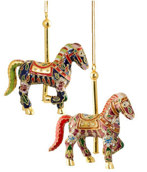 Cloisonné Carousel Horses Ornament Set