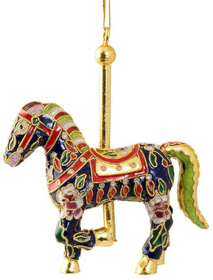 Cloisonné Carousel Horses Ornament Set