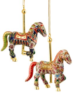 Cloisonné Carousel Horses Ornament Set