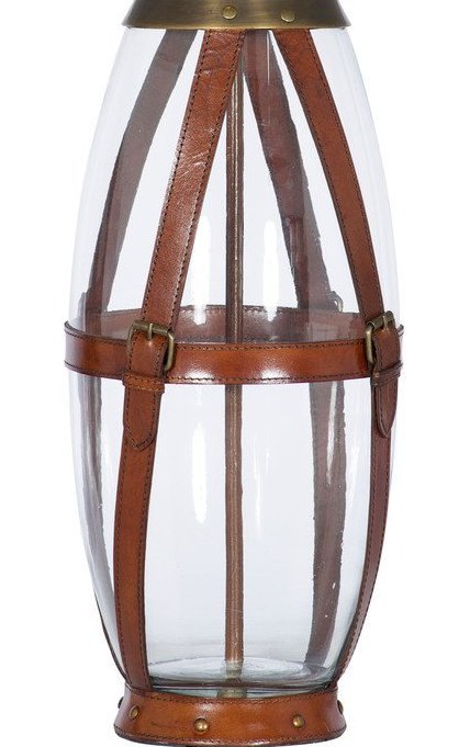 Bridle Leather Strapped Tall Glass Table Lamp