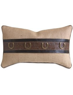 Rustic Burlap Horseshoe Lumbar Pillow - Equine Luxuries