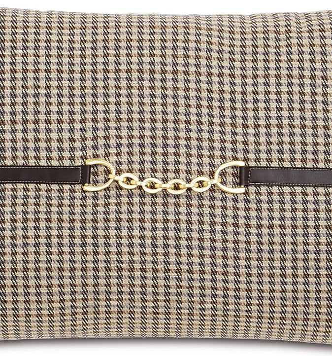 Equine Elements: Houndstooth Chain Trim Lumbar Pillow - Equine Luxuries