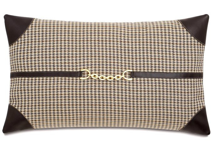 Equine Elements: Houndstooth Chain Trim Lumbar Pillow