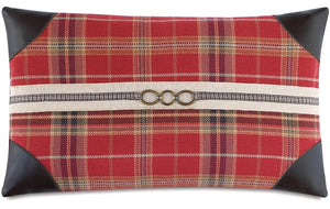 Fox Hunt Plaid Leather Tipped Lumbar Pillow