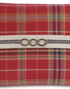 Fox Hunt Plaid Leather Tipped Lumbar Pillow