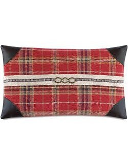 Fox Hunt Plaid Leather Tipped Lumbar Pillow