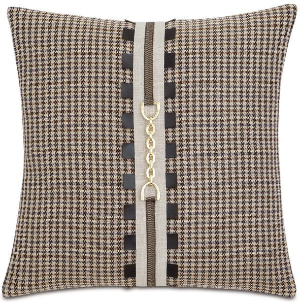 Equine Elements: Houndstooth Chain Trim Pillow - Equine Luxuries